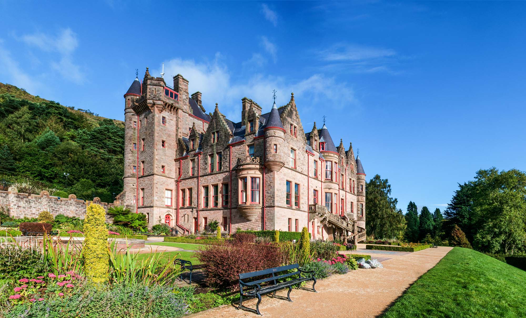 Belfast castle. Tourist attraction on the slopes of Cavehill Country Park in Belfast, Northern Ireland